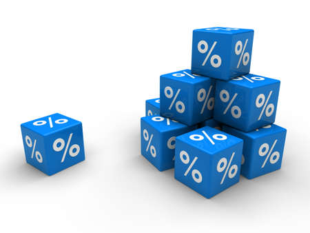 3d blue cube sale discount percent businessの写真素材