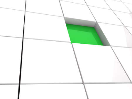 3d cube green white area square abstractの写真素材