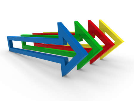 3d arrow blue yellow green red successの写真素材