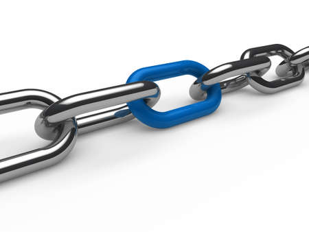 3d chain chrome blue steel teamwork connectionの写真素材