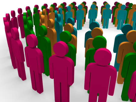 3d teamwork community circle pink blue orangeの写真素材