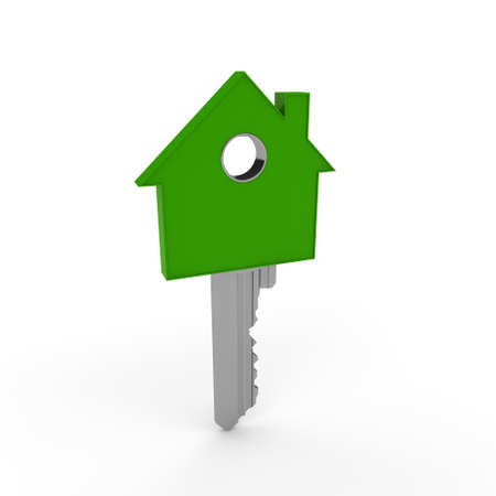 3d house home key green metal securityの写真素材