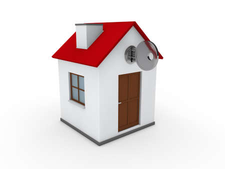 3d house key red home estate securityの写真素材