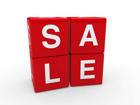 3d sale cube red discount word businessの写真素材