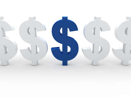 3d dollar blue currency business money whiteの写真素材