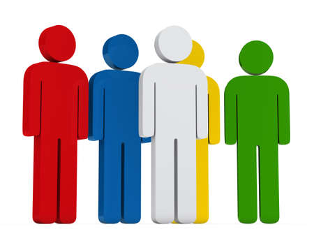 3d leadership white with colorful team groupの写真素材