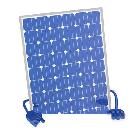 solar panel figure behind a white wallの写真素材