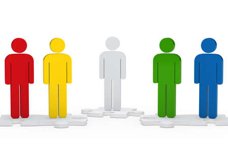 colorful men team figure stand on jisawの写真素材