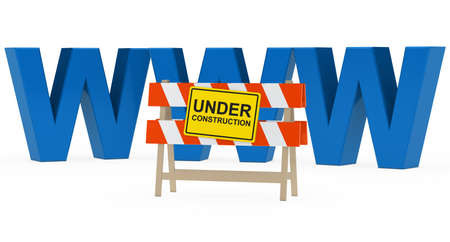 blue www with under construction barrier signの写真素材