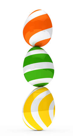 colorful easter eggs are stacked to topの写真素材