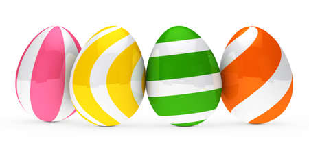 colorful easter eggs are standing in seriesの写真素材