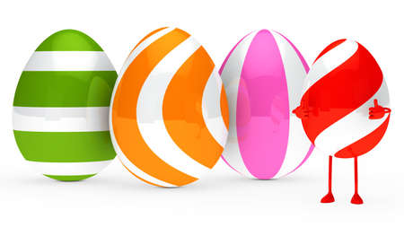 red white easter egg figure show topの写真素材