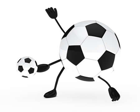 football figure shoots a ball white backgroundの写真素材