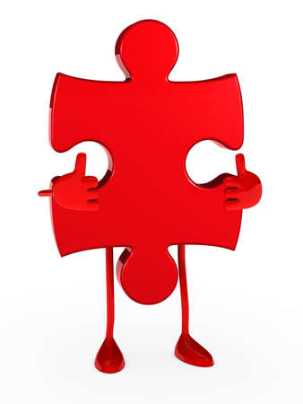 red puzzle figure thumbs up white backgroundの写真素材