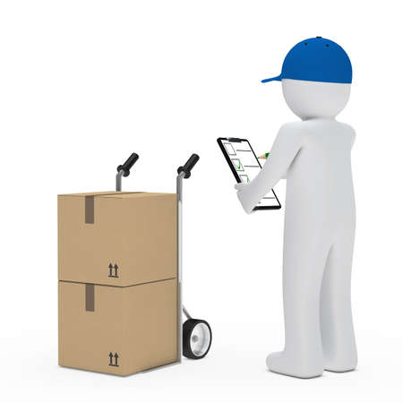 courier figure hand truck make signs packageの写真素材