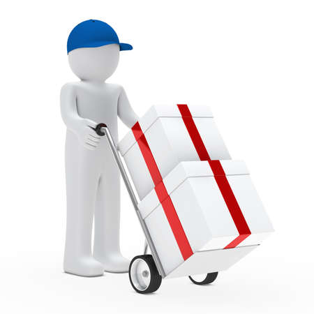 figure supplier push hand truck with giftsの写真素材