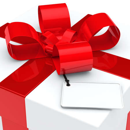 christmas white gift box red ribbon signboardの写真素材