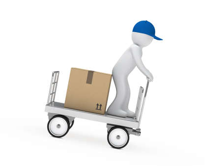 delivery figure drive a trolley fast downの写真素材