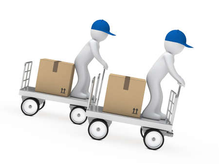 delivery figure drive a trolley fast downの写真素材