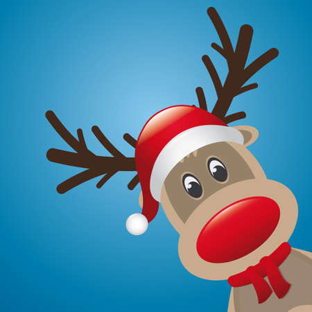 rudolph reindeer red nose and hat scarfの写真素材