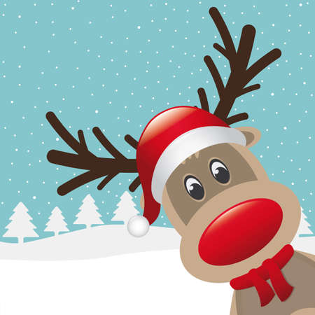 rudolph reindeer red nose and hat scarfの写真素材
