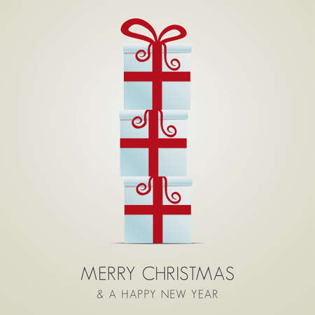 merry christmas red white gift box stackのイラスト素材