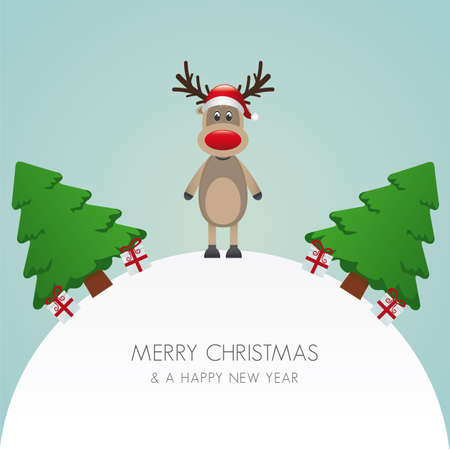 reindeer hat christmas tree white background worldのイラスト素材