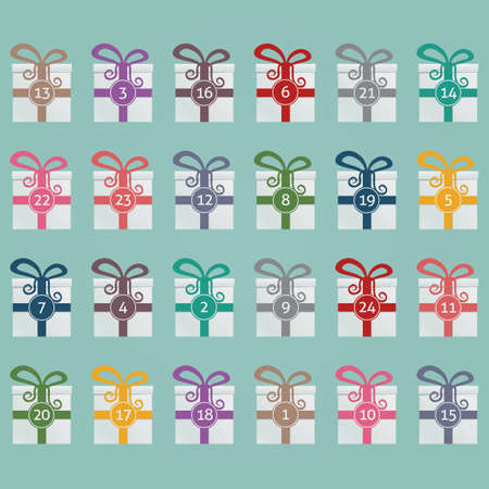 colorful gift boxes advent calendar blue backgroundのイラスト素材