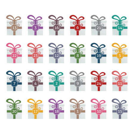 colorful gift boxes advent calendar blue backgroundのイラスト素材