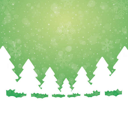 tree snowflake snow stars green white backgroundのイラスト素材