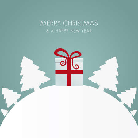 gift box red white christmas tree worldのイラスト素材