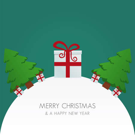 gift box red white christmas tree worldのイラスト素材