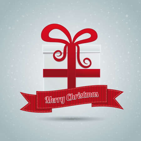 gift box red ribbon winter landscapeのイラスト素材