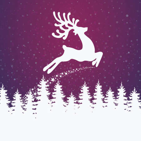 reindeer winter illustration stars and snowのイラスト素材