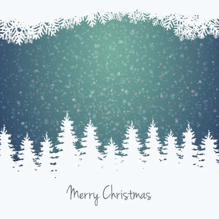 winter illustration forest stars and snowのイラスト素材