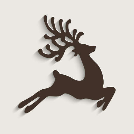 brown reindeer flying stars のイラスト素材