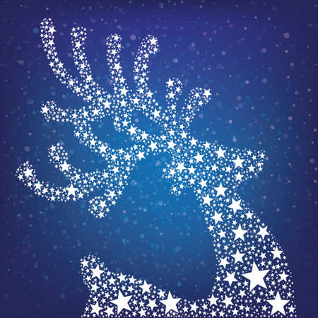 stars reindeer blue backgroundのイラスト素材