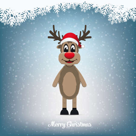 reindeer winter snowy landscapeのイラスト素材