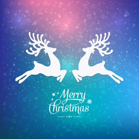 merry christmas reindeer colorful winter backgroundのイラスト素材