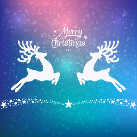 merry christmas reindeer colorful winter backgroundのイラスト素材