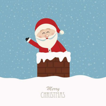 santa wave in chimney snow backgroundのイラスト素材