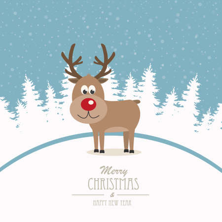 reindeer merry christmas winter backgroundのイラスト素材