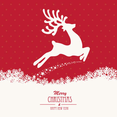 reindeer fly merry christmasのイラスト素材