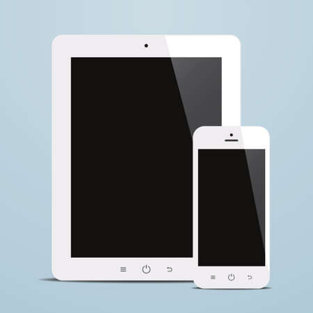 tablet and smartphone with black screen blue backgroundのイラスト素材