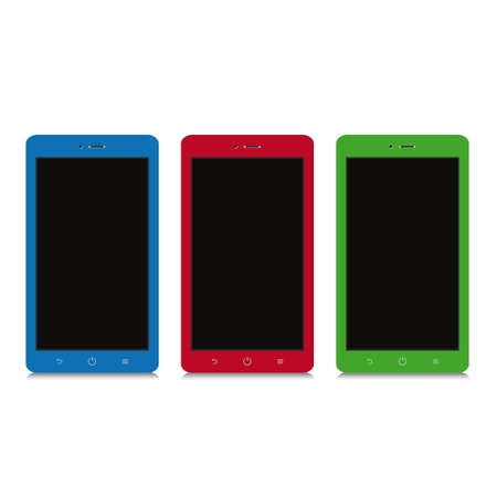 colorful smartphone with black blank screen isolated on white のイラスト素材