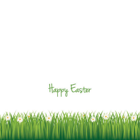 happy easter daisy meadow isolated backgroundのイラスト素材