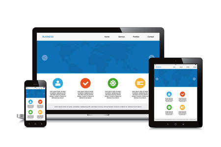mobile, tablet and laptop responsive webdesign isolated backgroundのイラスト素材