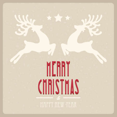 reindeer fly merry christmasのイラスト素材