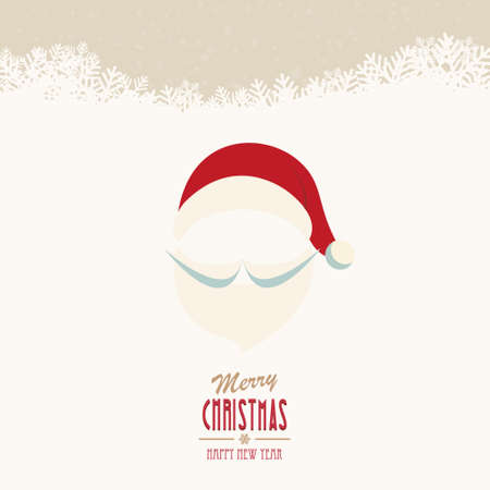 santa hat and beard snowy winter backgroundのイラスト素材