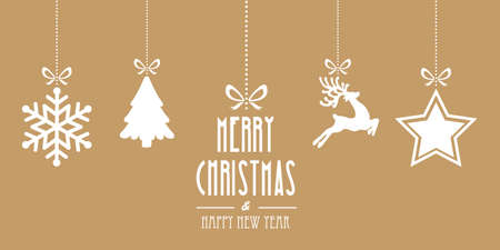 christmas elements hanging gold backgroundのイラスト素材